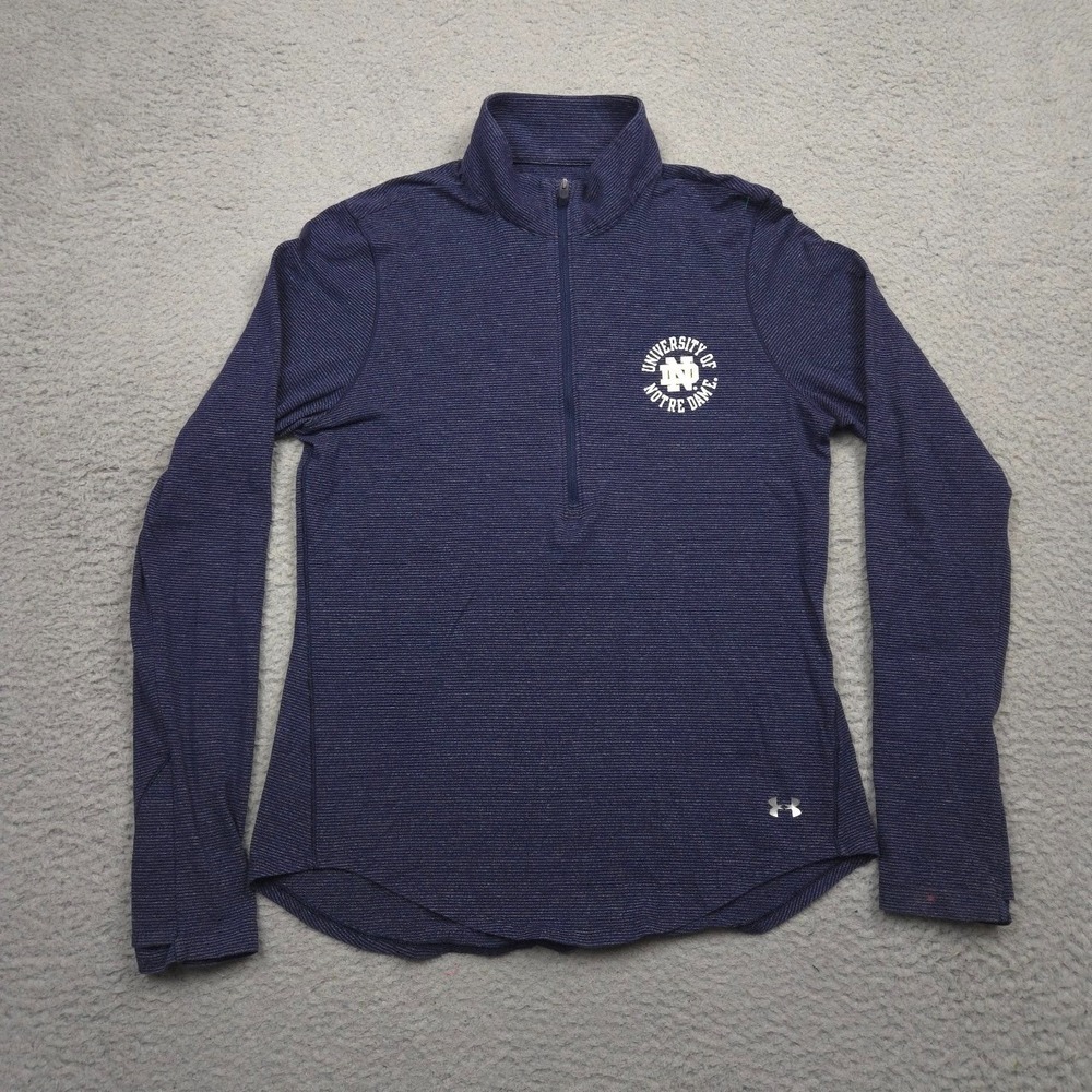 Under Armour Notre Dame Womens M Quarter Zip Pullover Navy Athleisure NCAA